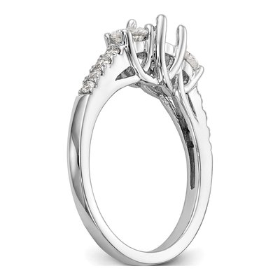 14K White Gold Diamond 3-Stone Engagement Ring Semi-Mount – view 7