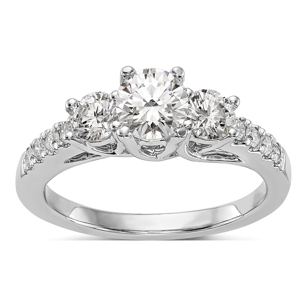 14K White Gold Diamond 3-Stone Engagement Semi-Mount