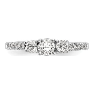 14K White Gold Diamond 3-Stone Engagement Ring Semi-Mount – view 4
