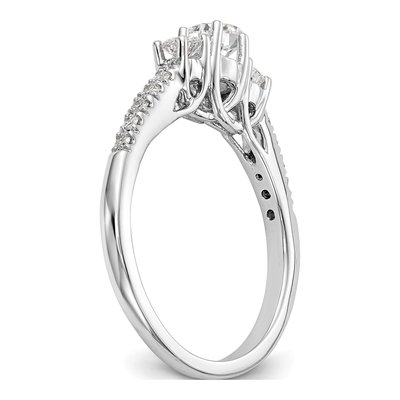 14K White Gold Diamond 3-Stone Engagement Ring Semi-Mount – view 6