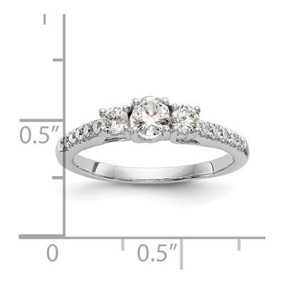 14K White Gold Diamond 3-Stone Engagement Ring Semi-Mount – view 7