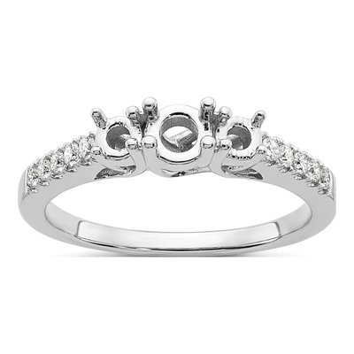 14K White Gold Diamond 3-Stone Engagement Ring Semi-Mount – view 8