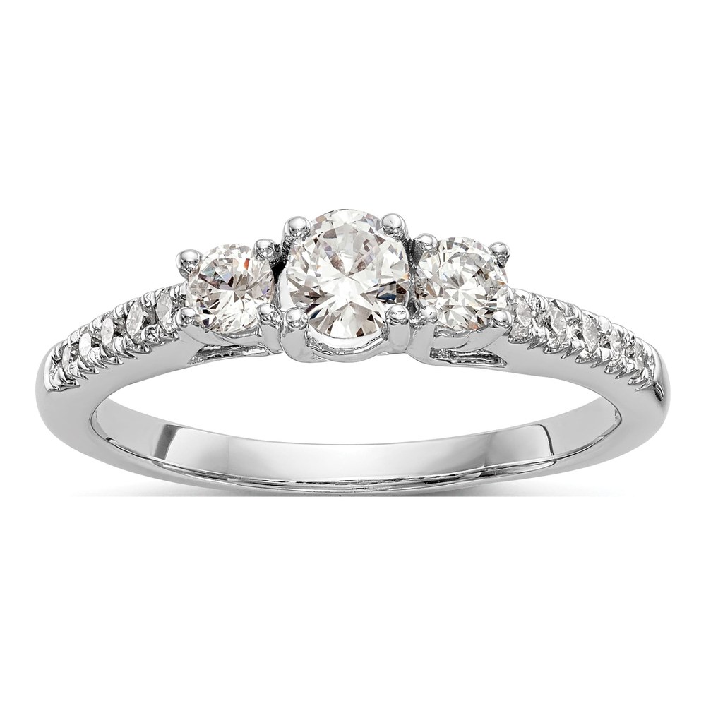 14K White Gold 3-Stone Diamond Semi-Mount Ring