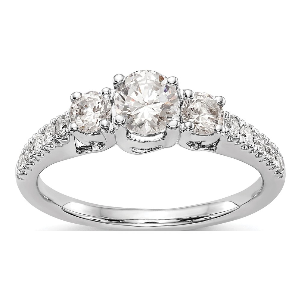 14K White Gold Diamond 3-Stone Engagement Ring Semi-Mount