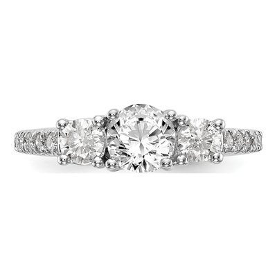 14K White Gold Diamond 3-Stone Engagement Ring Semi-Mount – view 5