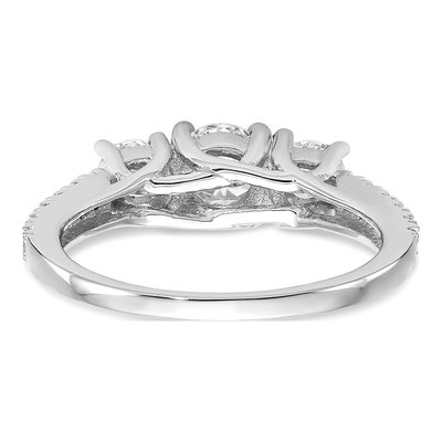 14K White Gold Diamond 3-Stone Engagement Ring Semi-Mount – view 6