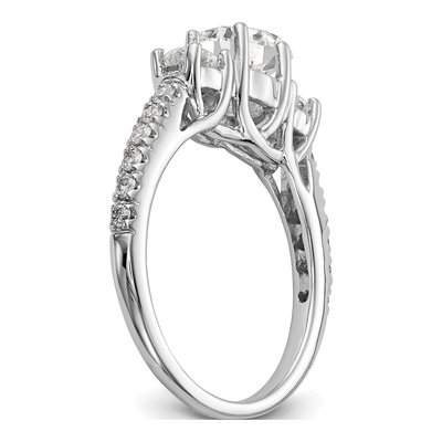 14K White Gold Diamond 3-Stone Engagement Ring Semi-Mount – view 7