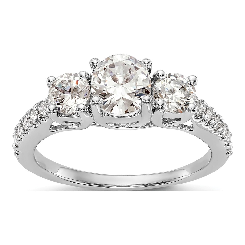 14K White Gold 3-Stone Diamond Semi-Mount Engagement Ring