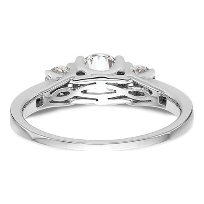 14K White Gold Lab-Grown Diamond 3-Stone Engagement Ring Semi-Mount – view 6