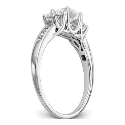 14K White Gold Lab-Grown Diamond 3-Stone Engagement Ring Semi-Mount – view 7
