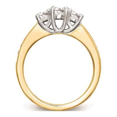 14K Two-Tone Gold Diamond 3-Stone Engagement Ring Semi-Mount – view 2