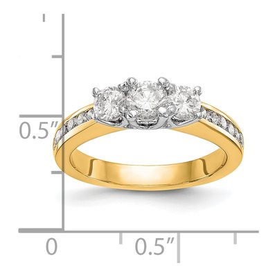 14K Two-Tone Gold Diamond 3-Stone Engagement Ring Semi-Mount – view 3
