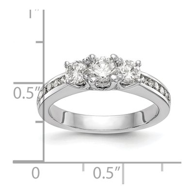 14K White Gold Diamond 3-Stone Engagement Ring Semi-Mount – view 7
