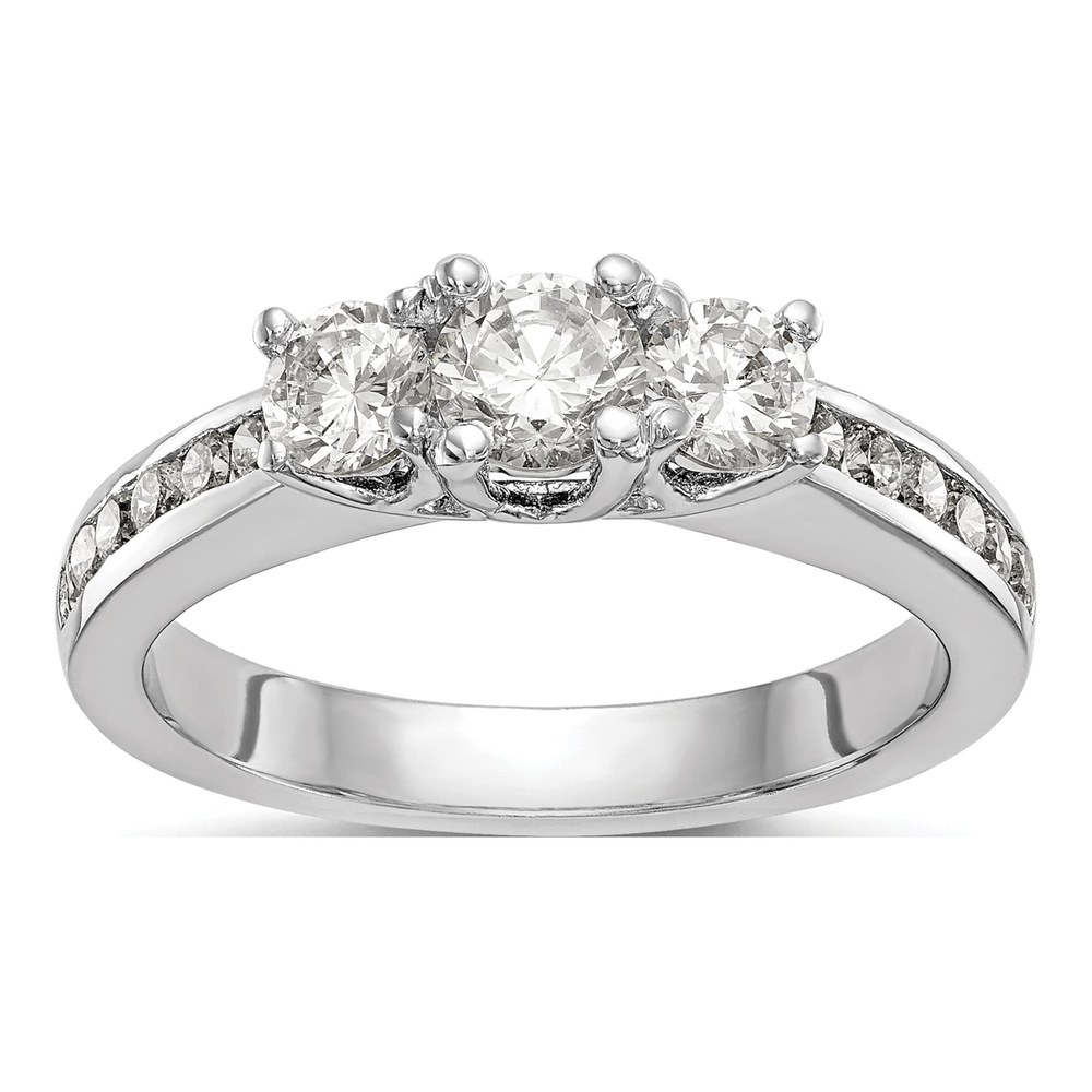 14K White Gold Diamond 3-Stone Engagement Ring Semi-Mount