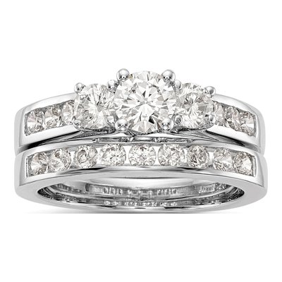 14K White Gold 1 ct tw Lab-Grown Diamond 3-Stone Engagement Ring – view 5