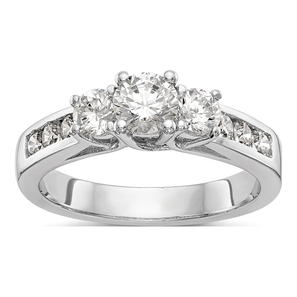 14K White Gold 1 ct tw Lab-Grown Diamond 3-Stone Engagement Ring