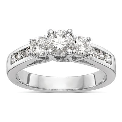 14K White Gold 1 ct tw Lab-Grown Diamond 3-Stone Engagement Ring