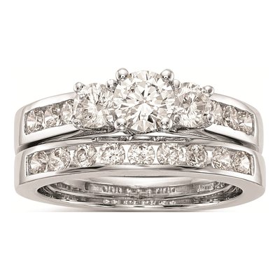 14K White Gold 3-Stone Engagement Ring Mounting – view 8