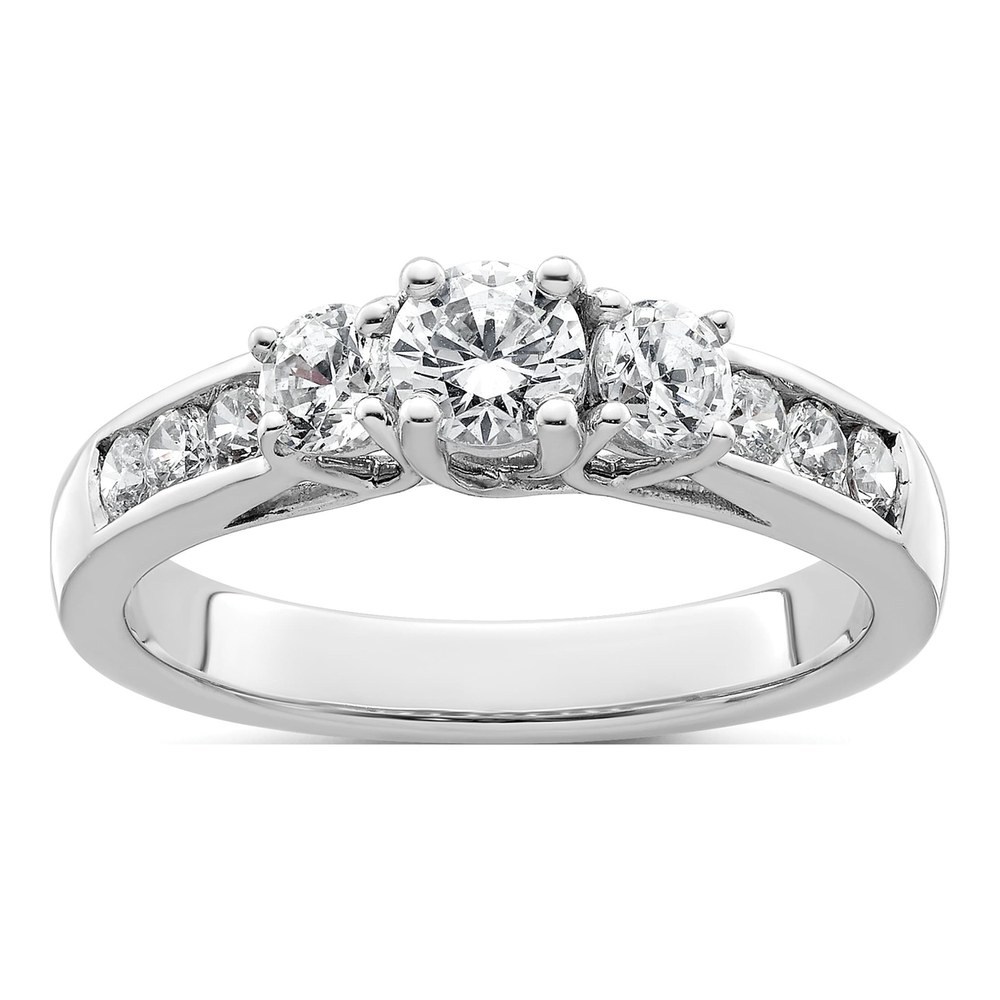 14K White Gold 3-Stone Diamond Semi-Mount Ring