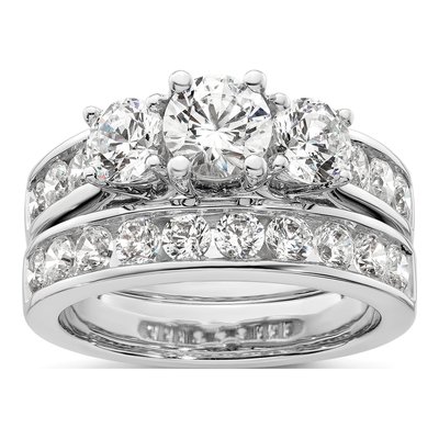 14K White Gold Diamond 3-Stone Engagement Ring Semi-Mount – view 8