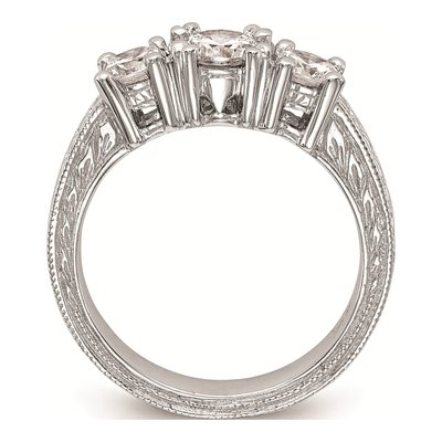 14K White Gold 3-Stone Diamond Engagement Ring Mounting – view 3