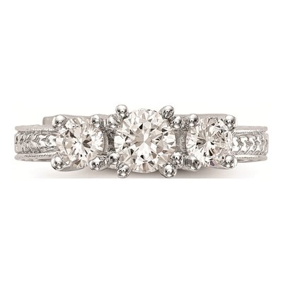 14K White Gold 3-Stone Diamond Engagement Ring Mounting – view 5