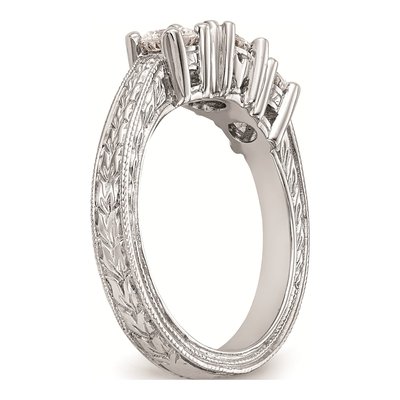 14K White Gold 3-Stone Diamond Engagement Ring Mounting – view 7