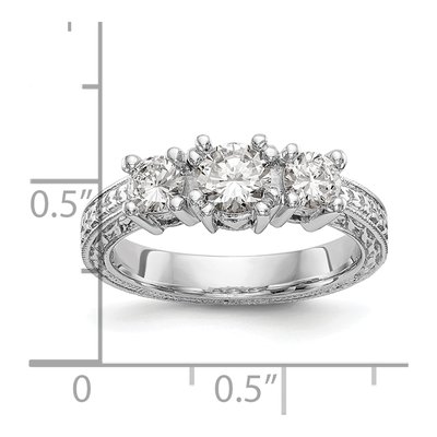 14K White Gold 3-Stone Diamond Engagement Ring Mounting – view 8