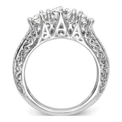 Platinum 3-Stone Engagement Ring Mounting – view 2