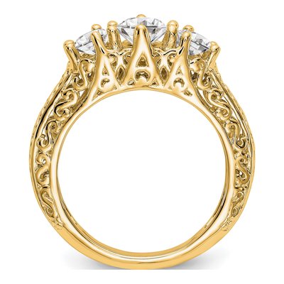 14K Yellow Gold 3-Stone Engagement Ring Mounting – view 2