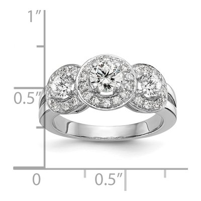 14K White Gold 1 1/3 ct tw Lab-Grown Diamond 3-Stone Engagement Ring – view 3