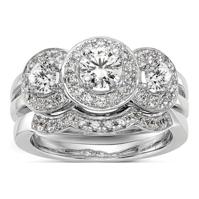 14K White Gold 1 1/3 ct tw Lab-Grown Diamond 3-Stone Engagement Ring – view 8
