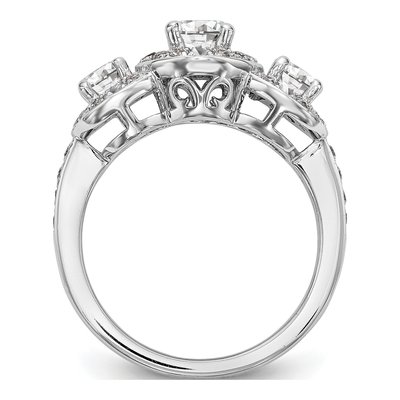 14K White Gold Diamond 3-Stone Engagement Ring Semi-Mount – view 2