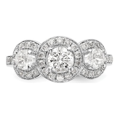 14K White Gold Diamond 3-Stone Engagement Ring Semi-Mount – view 4