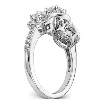 14K White Gold Diamond 3-Stone Engagement Ring Semi-Mount – view 6
