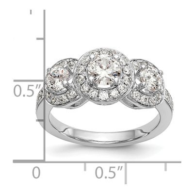 14K White Gold Diamond 3-Stone Engagement Ring Semi-Mount – view 8