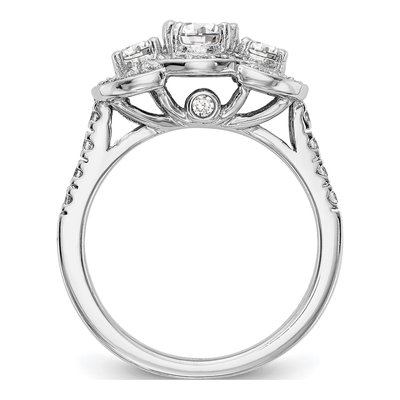 14K White Gold Diamond 3-Stone Engagement Ring Semi-Mount – view 2