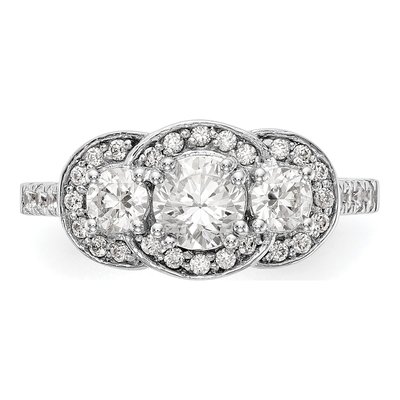 14K White Gold Diamond 3-Stone Engagement Ring Semi-Mount – view 4