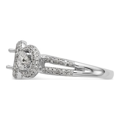 14K White Gold Diamond Halo Engagement Ring Semi-Mount – view 3