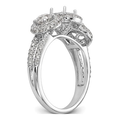 14K White Gold Diamond Halo Engagement Ring Semi-Mount – view 6