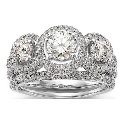 14K White Gold Diamond Halo Engagement Ring Semi-Mount – view 7