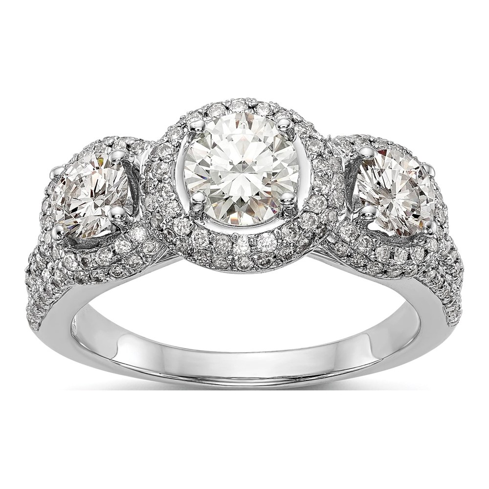 14K White Gold Diamond Halo Semi-Mount Engagement Ring