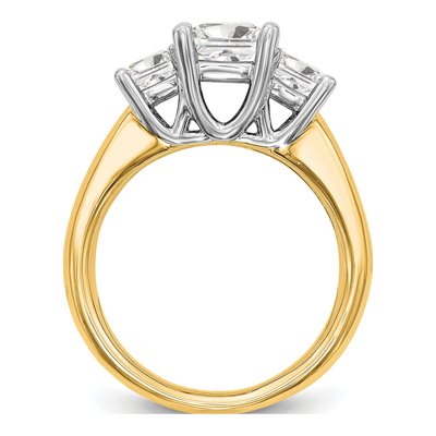 14K Two-Tone Gold 3-Stone Engagement Ring Mounting – view 3