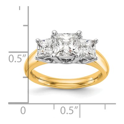 14K Two-Tone Gold 3-Stone Engagement Ring Mounting – view 4