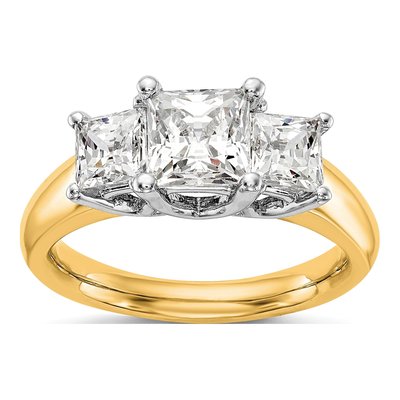 14K Two-Tone Gold 3-Stone Engagement Ring Mounting