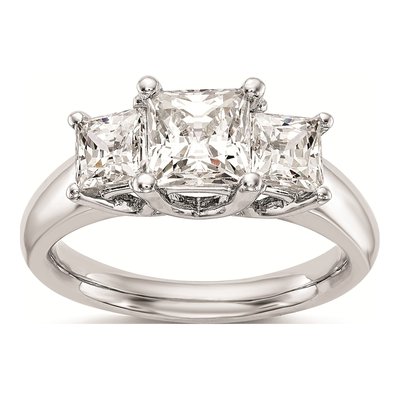 14K White Gold 3-Stone Engagement Ring Mounting