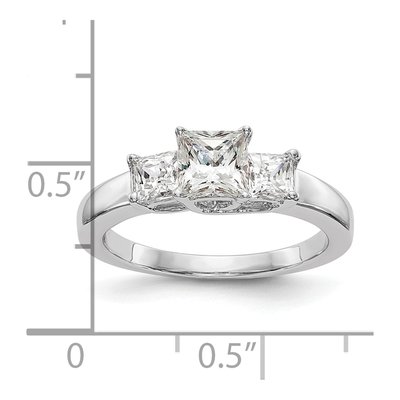 14K White Gold 3-Stone Diamond Setting Engagement Ring Mounting – view 8
