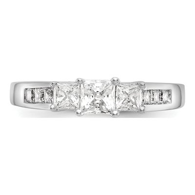 14K White Gold Diamond 3-Stone Engagement Ring Semi-Mount – view 5