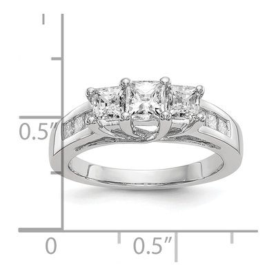 14K White Gold Diamond 3-Stone Engagement Ring Semi-Mount – view 8
