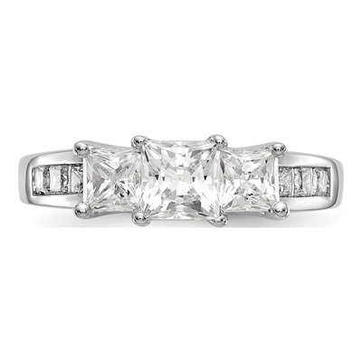 14K White Gold Diamond 3-Stone Engagement Ring Semi-Mount – view 4